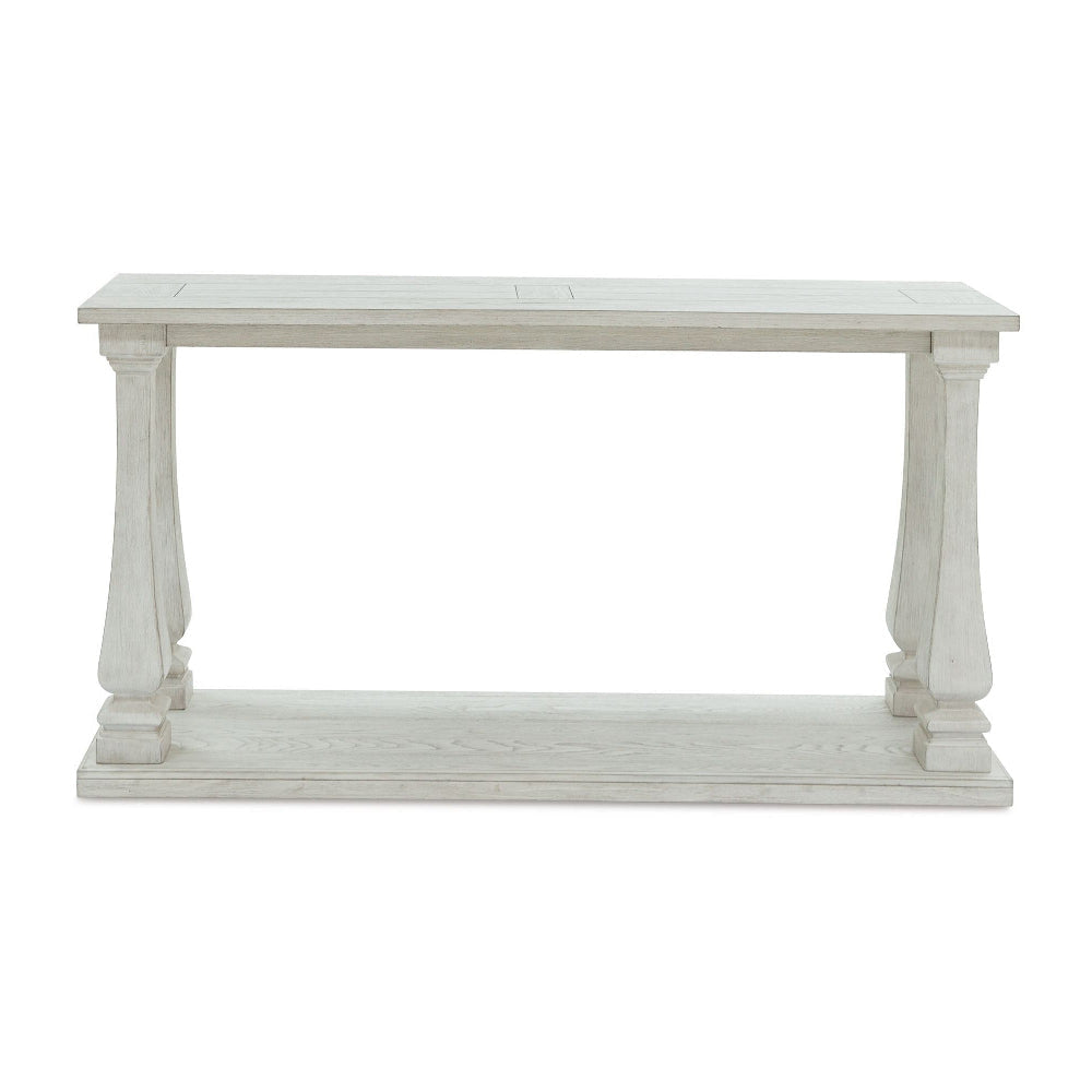 Ashley Dyne Sofa Console Table | Plank Top | Baluster Base | 60’’ White Wood BM327364