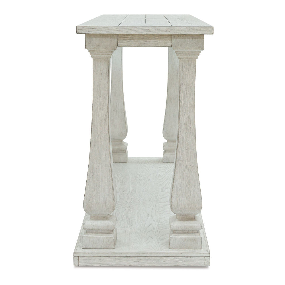 Ashley Dyne Sofa Console Table | Plank Top | Baluster Base | 60’’ White Wood BM327364