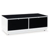 Ashley Tonny Cocktail Coffee Table | 2 Drawer | Black Glass Top | White Wood