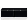 Ashley Tonny Cocktail Coffee Table | 2 Drawer | Black Glass Top | White Wood BM327368