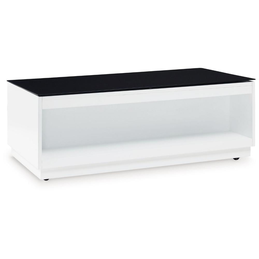Ashley Tonny Cocktail Coffee Table | 2 Drawer | Black Glass Top | White Wood BM327368