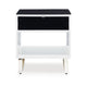 Ashley Tonny Side End Table | Drawer and Shelf | Black Glass | White | 22’’ BM327369