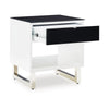 Ashley Tonny Side End Table | Drawer and Shelf | Black Glass | White | 22’’ BM327369
