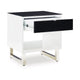Ashley Tonny Side End Table | Drawer and Shelf | Black Glass | White | 22’’ BM327369