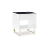 Ashley Tonny Side End Table | Drawer and Shelf | Black Glass | White | 22’’ BM327369