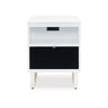 Ashley Tonny Chair Side Table | Dual USB Ports | Black Glass | White | 24’’ BM327370
