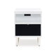 Ashley Tonny Chair Side Table | Dual USB Ports | Black Glass | White | 24’’ BM327370