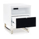 Ashley Tonny Chair Side Table | Dual USB Ports | Black Glass | White | 24’’ BM327370