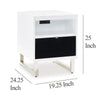 Ashley Tonny Chair Side Table | Dual USB Ports | Black Glass | White | 24’’ BM327370