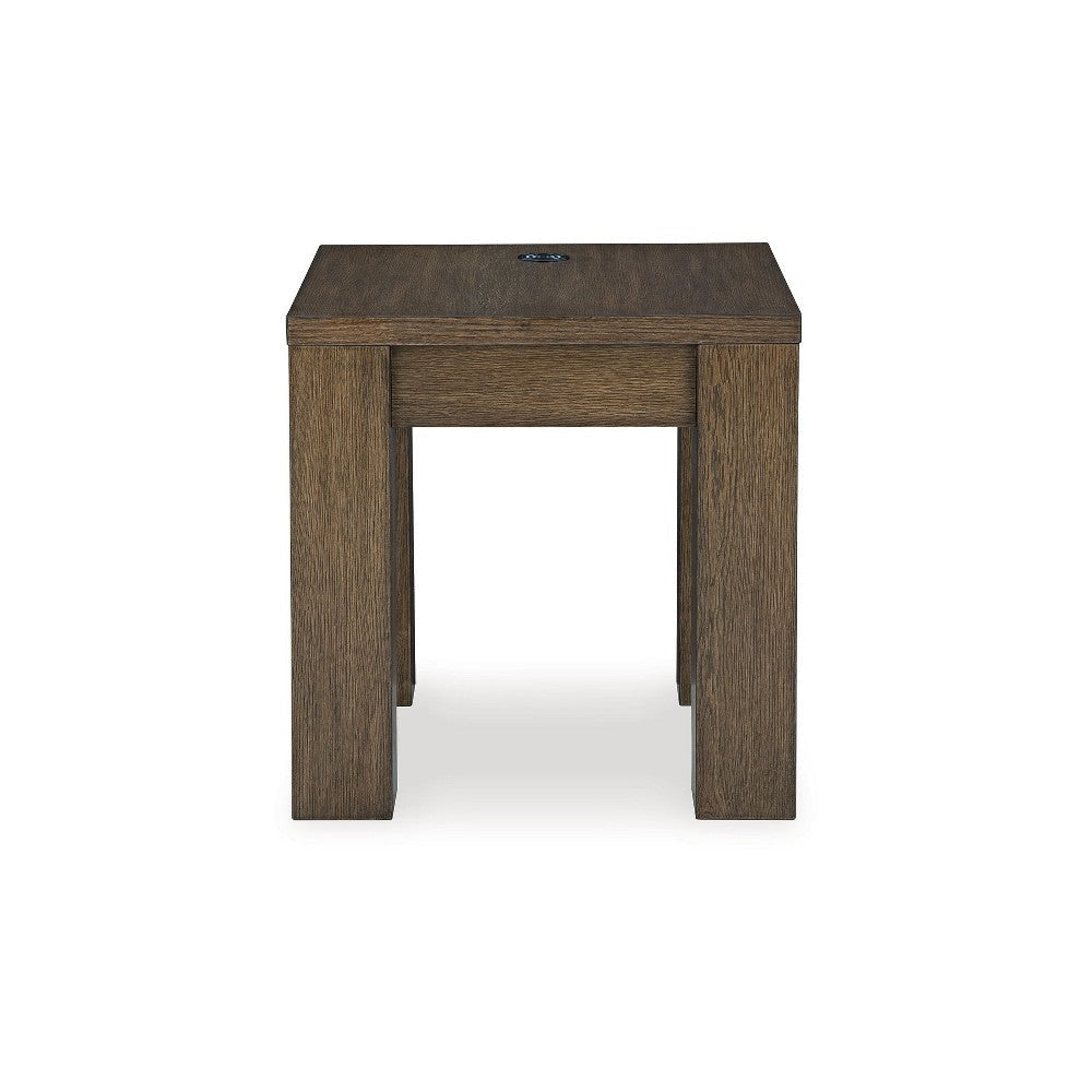 Ashley Wain Side End Table | Wireless Charging | Rectangular 24’’ Brown Wood BM327373