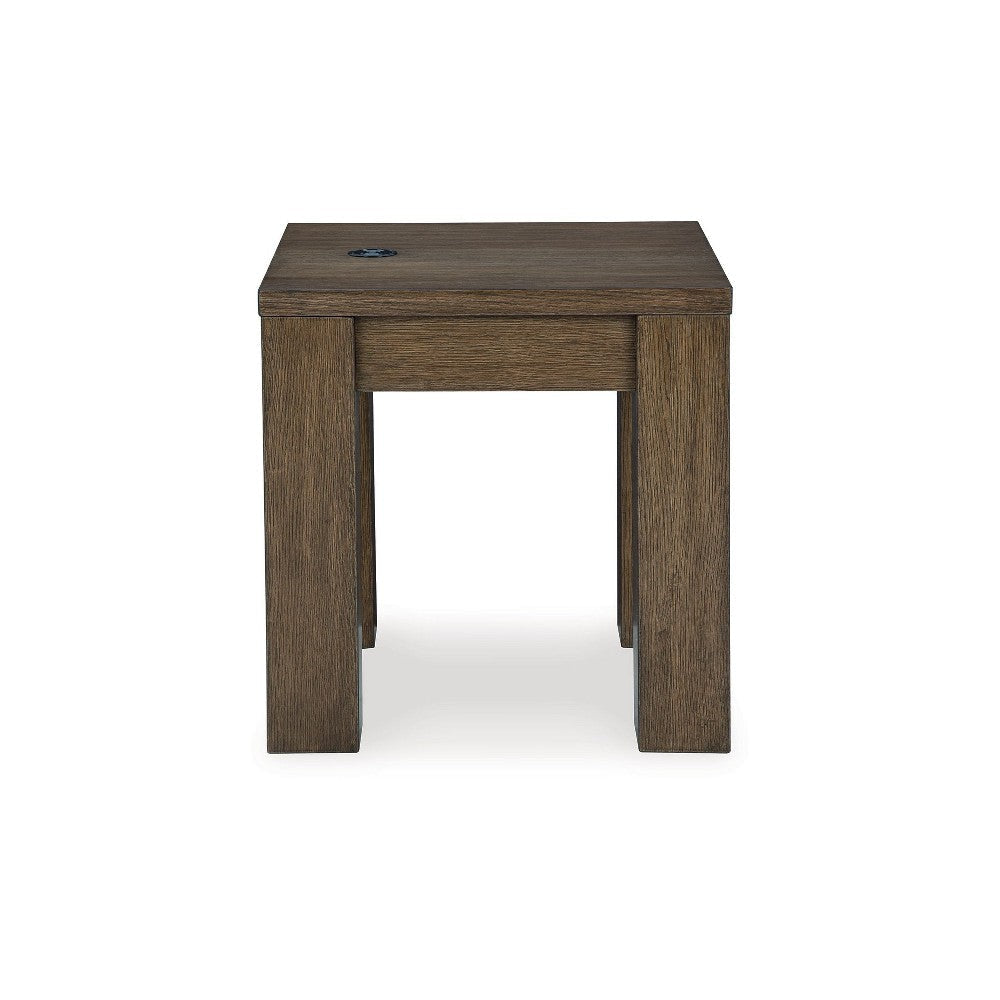 Ashley Wain Side End Table | Wireless Charging | Rectangular 24’’ Brown Wood BM327373