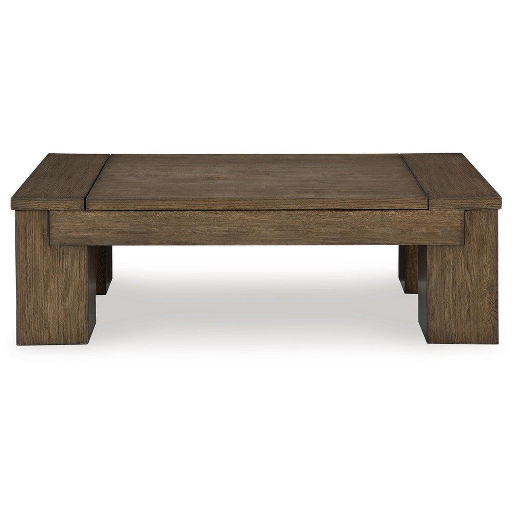 Ashley Wain Lift Top Cocktail Coffee Table | 54" Rustic Brown Solid Wood