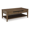 Ashley Howie Cocktail Coffee Table | 2 Large Drawers | 50" Rustic Brown Wood