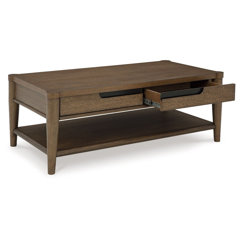 Ashley Howie Cocktail Coffee Table | 2 Large Drawers | 50’’ Rustic Brown Wood BM327375