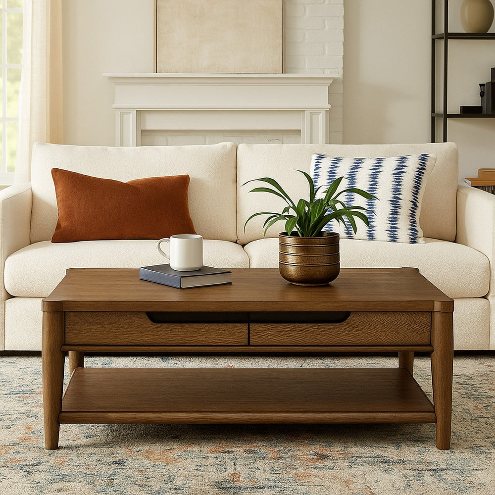Ashley Howie Cocktail Coffee Table | 2 Large Drawers | 50" Rustic Brown Wood