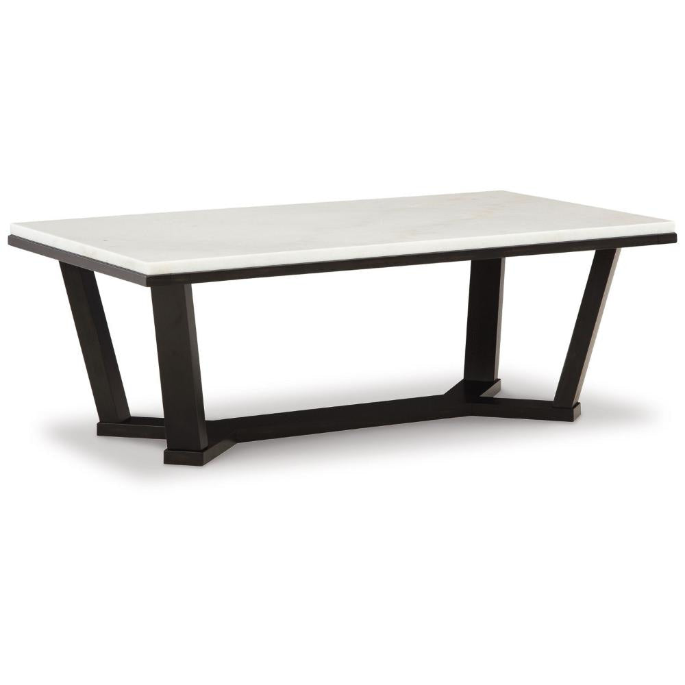 Ashley Fana Cocktail Coffee Table | Marble | Rectangular 48" Espresso Brown