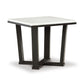 Ashley Fana Side End Table | White Marble Top | 24" Square | Espresso Brown