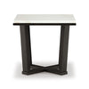 Ashley Fana Side End Table | White Marble Top | 24’’ Square | Espresso Brown BM327378
