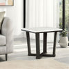 Ashley Fana Side End Table | White Marble Top | 24" Square | Espresso Brown