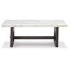 Ashley Haus Cocktail Coffee Table | Marble Top | Panel Legs | 52’’ Brown Wood BM327381