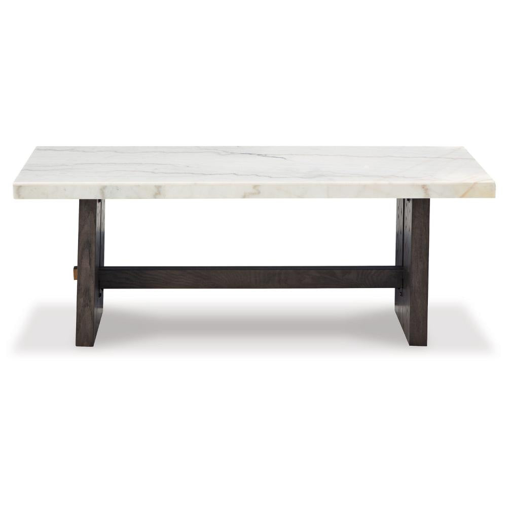 Ashley Haus Cocktail Coffee Table | Marble Top | Panel Legs | 52’’ Brown Wood BM327381