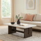 Ashley Haus Cocktail Coffee Table | Marble Top | Panel Legs | 52" Brown Wood