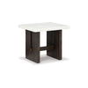 Ashley Haus Side End Table | Marble Top | Panel Legs | 26" Brown Solid Wood