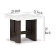 Ashley Haus Side End Table | Marble Top | Panel Legs | 26’’ Brown Solid Wood BM327382