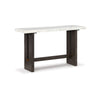 Ashley Haus Sofa Console Table | Marble Top | Panel legs | 52" Brown Wood