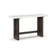 Ashley Haus Sofa Console Table | Marble Top | Panel legs | 52" Brown Wood