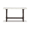 Ashley Haus Sofa Console Table | Marble Top | Panel legs | 52’’ Brown Wood BM327383