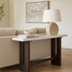 Ashley Haus Sofa Console Table | Marble Top | Panel legs | 52" Brown Wood