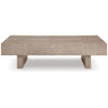 Ashley Laina Coffee Table | Light Grayish Brown Hardwood | Rectangular 60"
