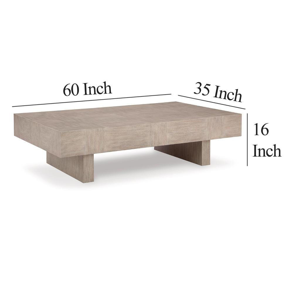 Ashley Laina Coffee Table | Light Grayish Brown Hardwood | Rectangular 60’’ BM327388