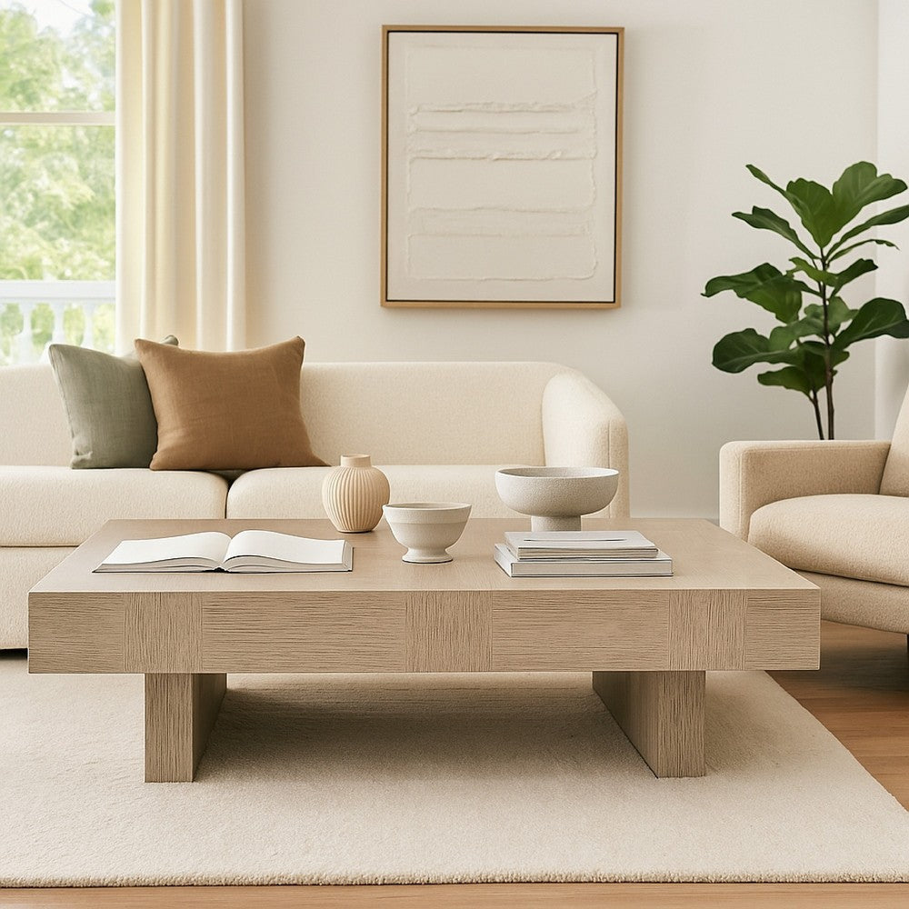 Ashley Laina Coffee Table | Light Grayish Brown Hardwood | Rectangular 60"
