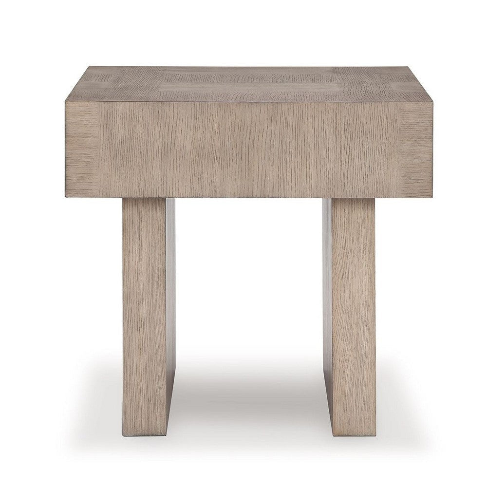 Ashley Laina Side End Table | Light Grayish Brown Hardwood | Square 26’’ BM327389