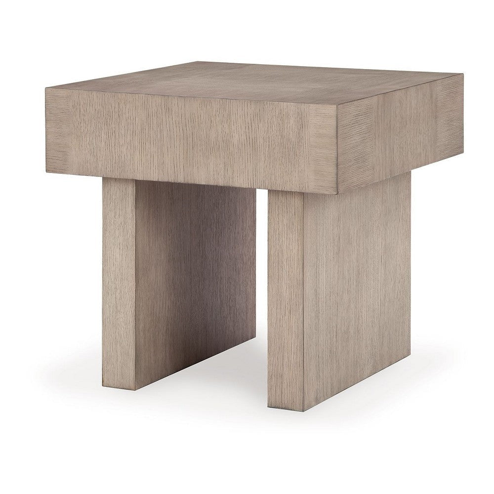 Ashley Laina Side End Table | Light Grayish Brown Hardwood | Square 26’’ BM327389