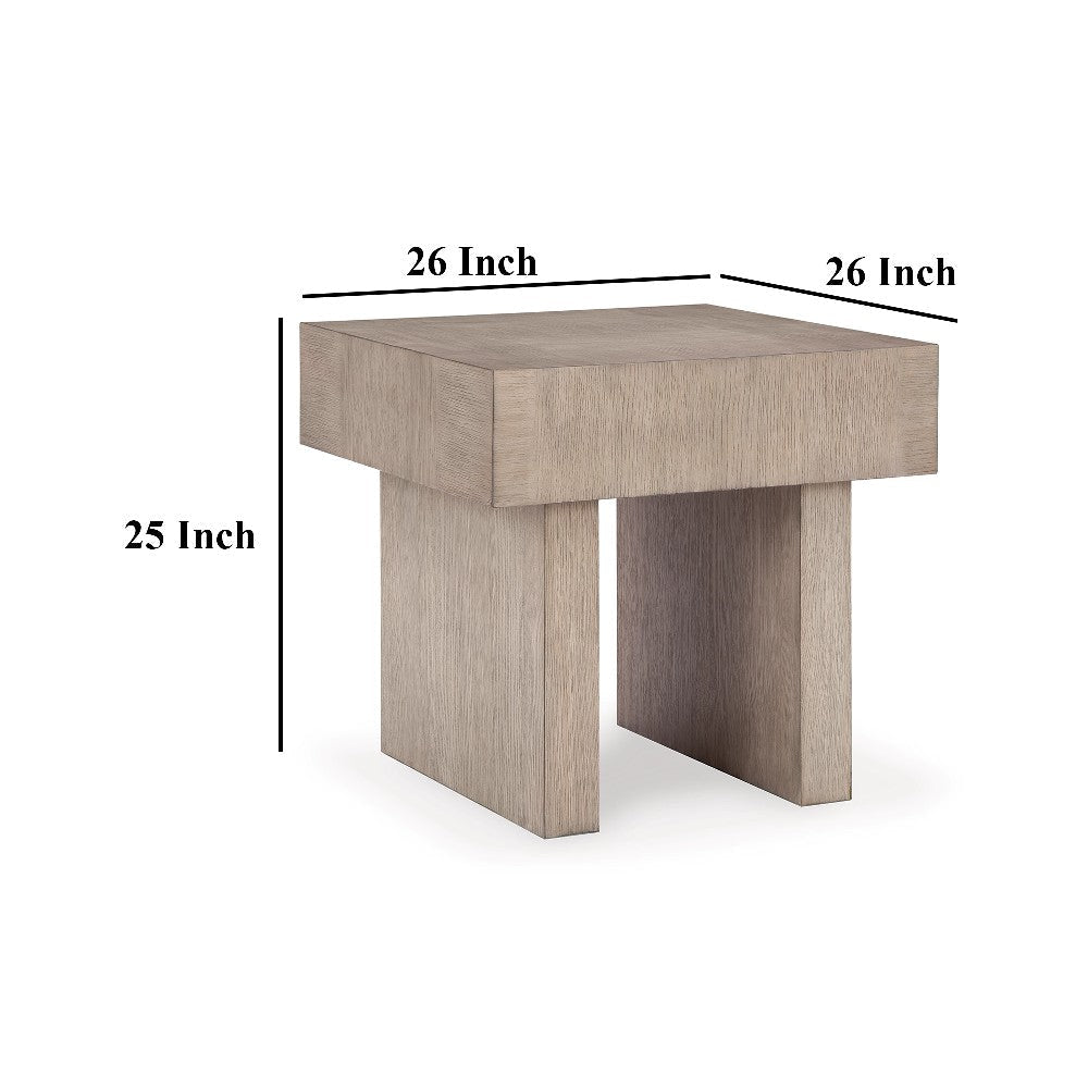 Ashley Laina Side End Table | Light Grayish Brown Hardwood | Square 26’’ BM327389