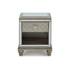 Ashley Vanna Side End Table | 1 Drawer | 1 Open Shelf | Platinum Wood | 24’’ BM327392