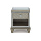 Ashley Vanna Side End Table | 1 Drawer | 1 Open Shelf | Platinum Wood | 24’’ BM327392