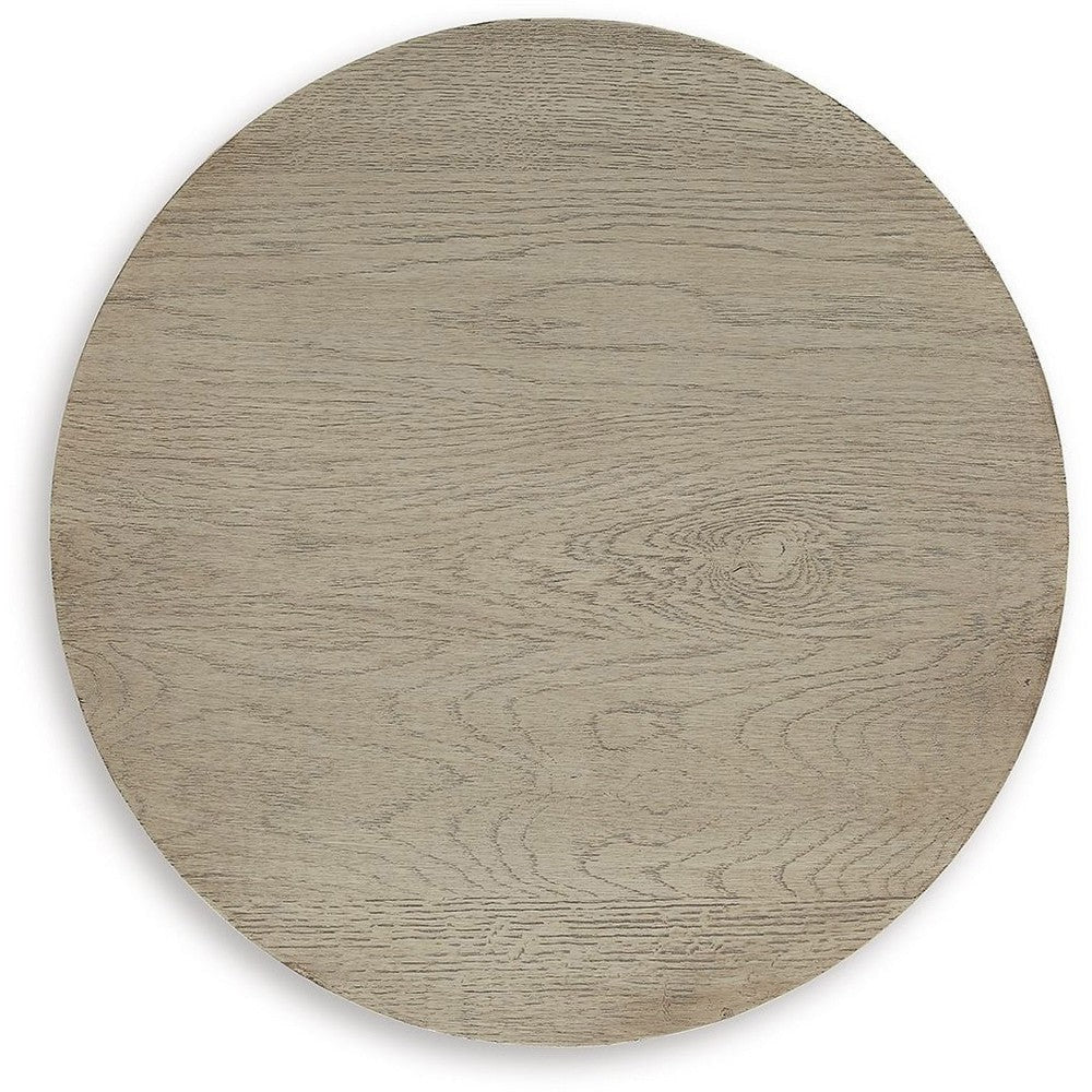 Ashley Dalen Side End Table | Round Gray Oak Veneer Top | Metal Base | 24’’ BM327394