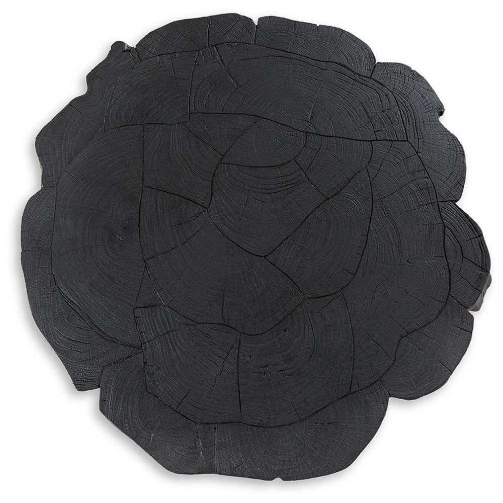 Ashley Wim Coffee Table | Live Edge Black Acacia Wood | Metal | Round 42’’ BM327397