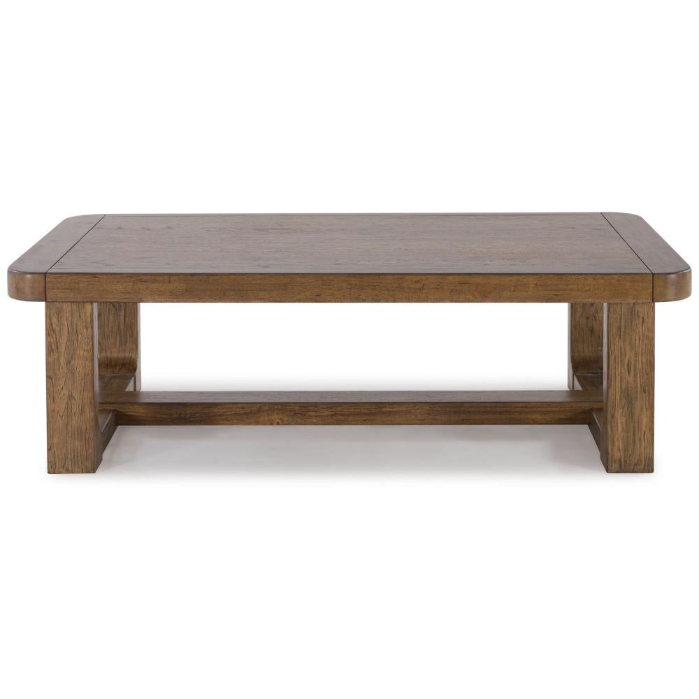 Ashley Cabal Coffee Table | Light Brown Hardwood Frame | Rectangular 34"