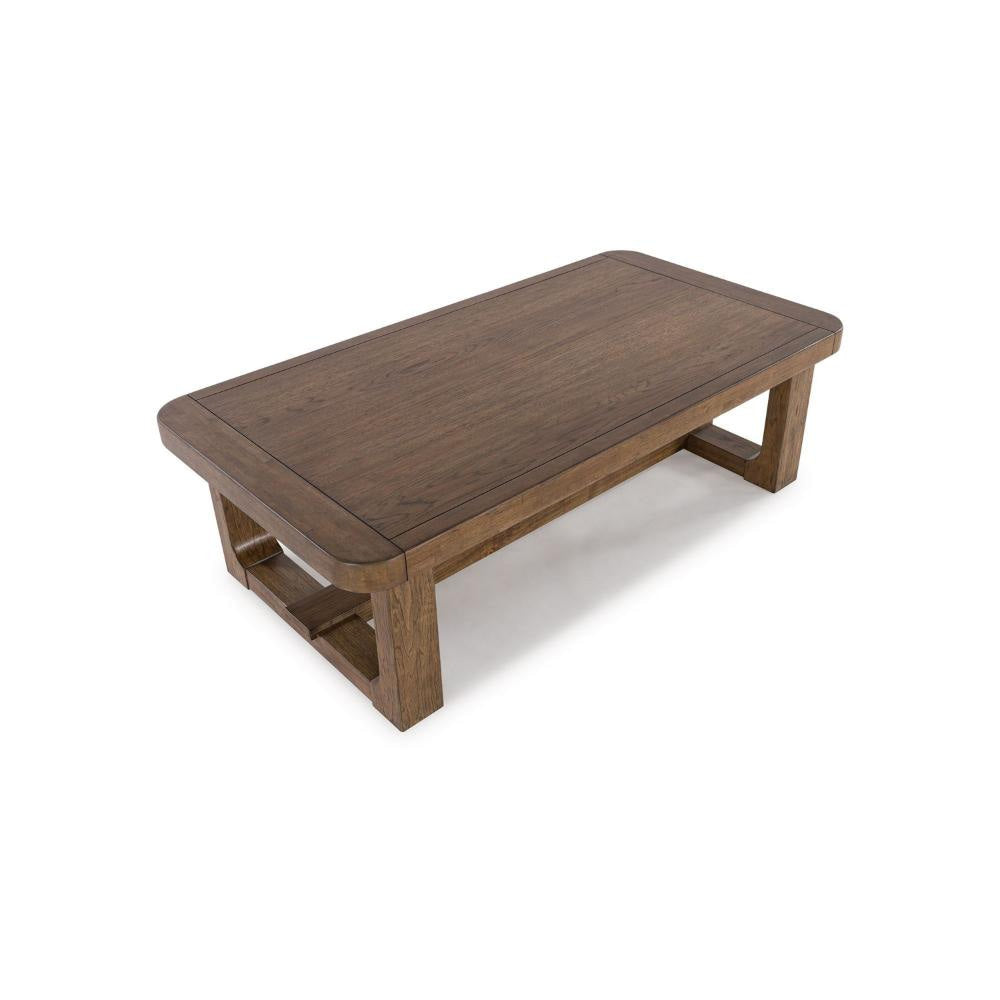 Ashley Cabal Coffee Table | Light Brown Hardwood Frame | Rectangular 34’’ BM327398
