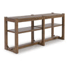 Ashley Cabal Sofa Table | Open Shelf | Light Brown Wood | Rectangular 65"
