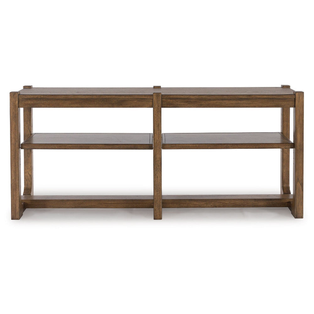 Ashley Cabal Sofa Table | Open Shelf | Light Brown Wood | Rectangular 65’’ BM327400