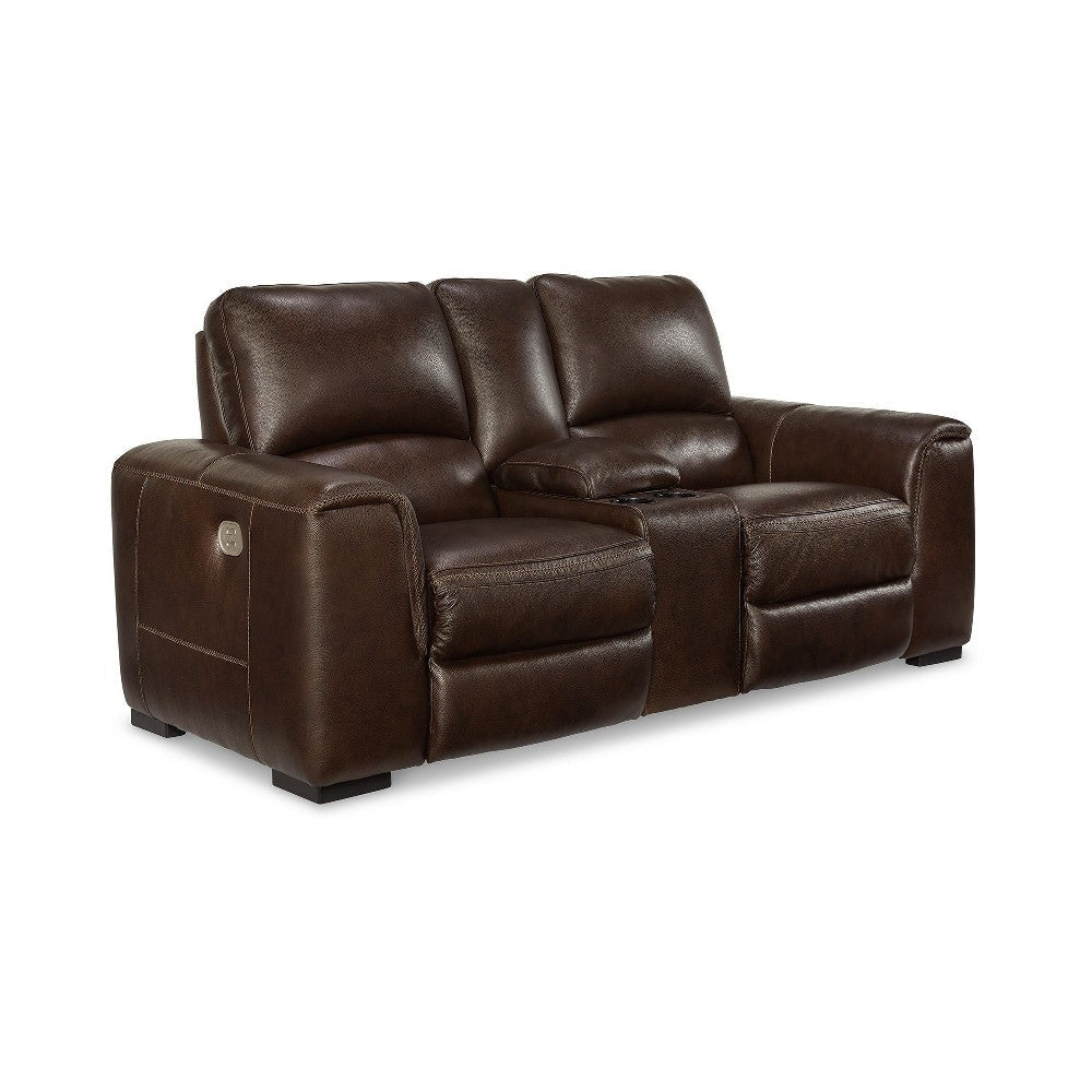 Ashley Sanco Power Recliner Loveseat | USB | Walnut Brown Grain Leather | 84’’ BM327405