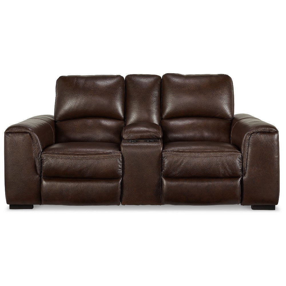 Ashley Sanco Power Recliner Loveseat | USB | Walnut Brown Grain Leather | 84’’ BM327405