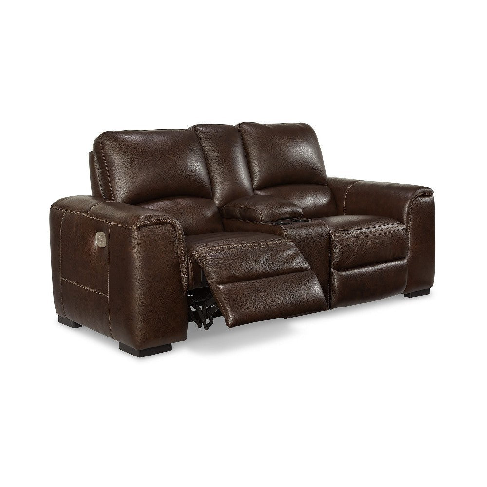 Ashley Sanco Power Recliner Loveseat | USB | Walnut Brown Grain Leather | 84’’ BM327405