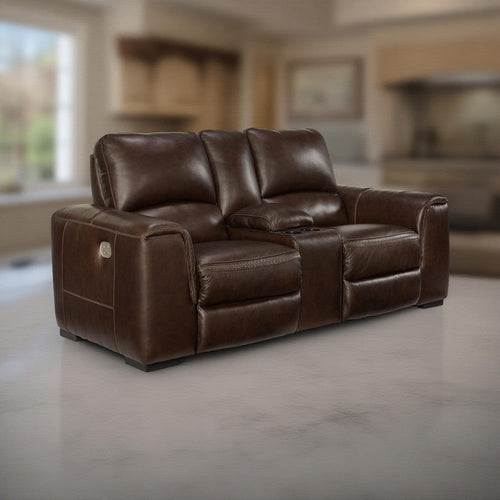 Ashley Sanco Power Recliner Loveseat | USB | Walnut Brown Grain Leather | 84"